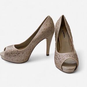 Vanessa Rhinestone Embellished  Peep-Toe Platform Pumps